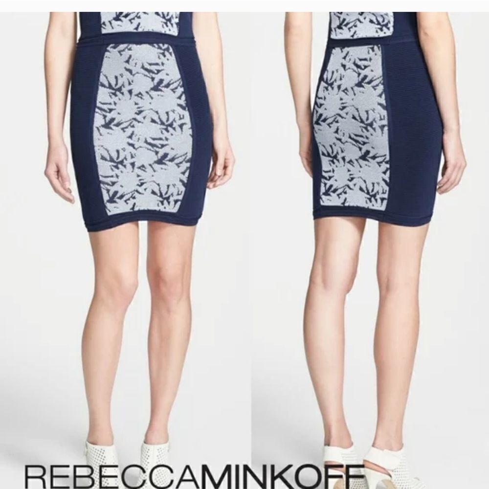 REBECCA MINKOFF OKINA pencil Skirt navy white M